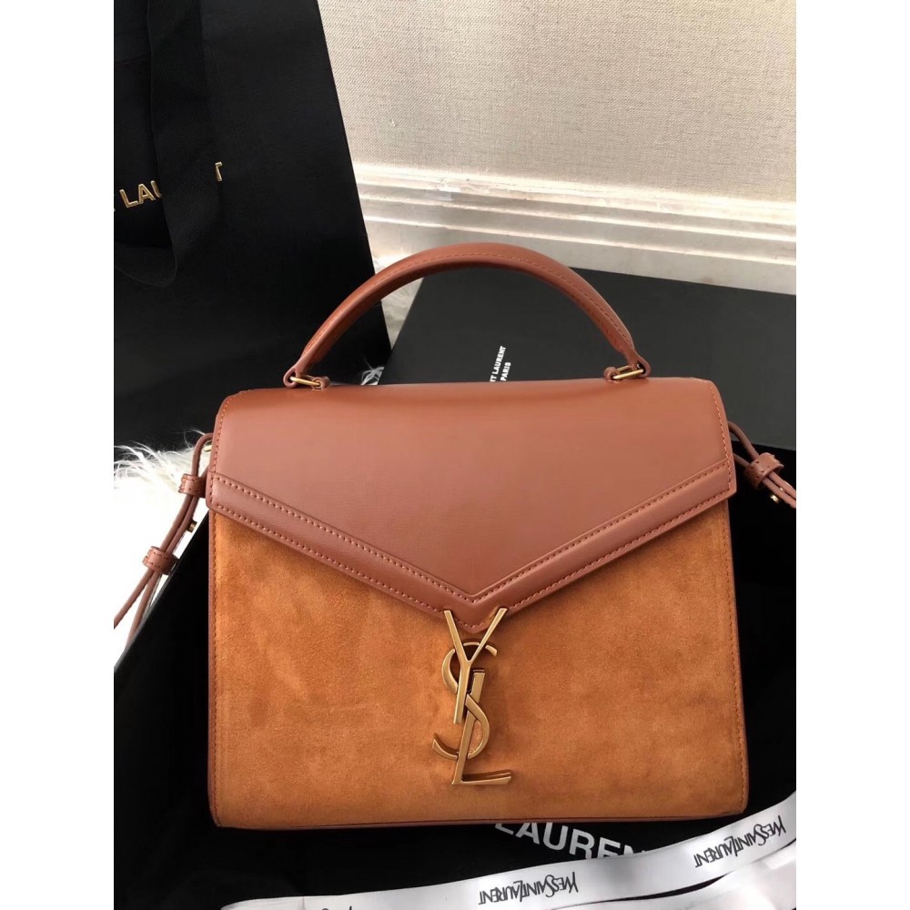 Saint Laurent Cassandra Medium Bag In Brown Suede