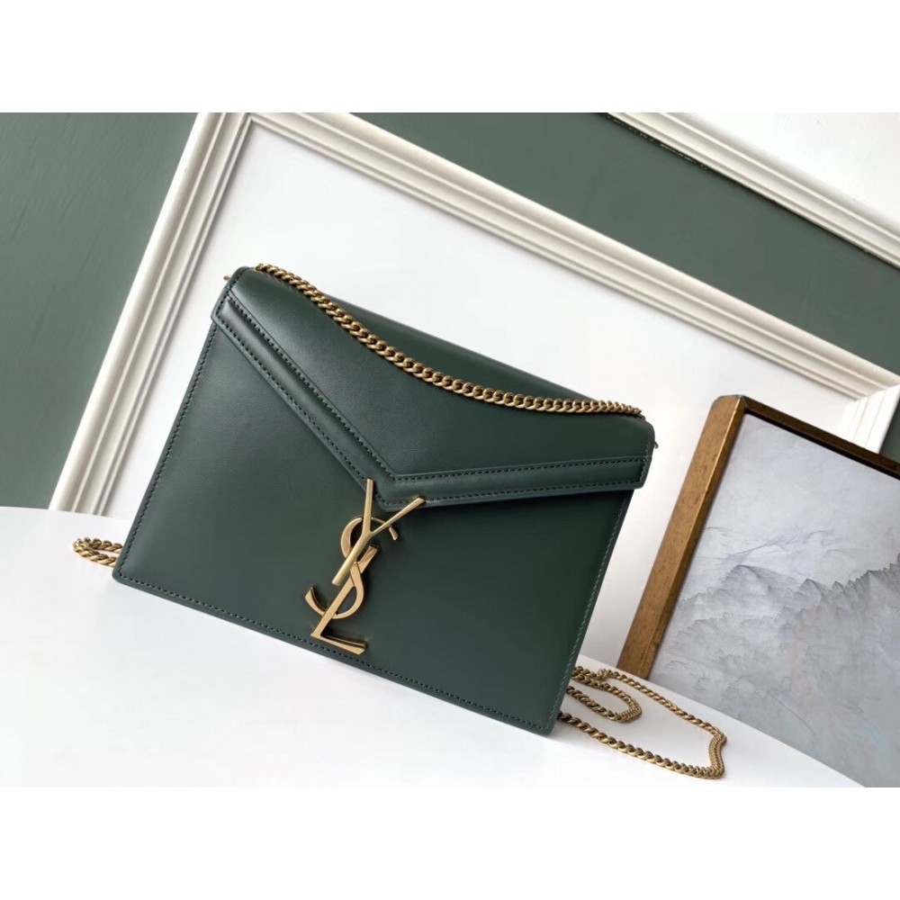 Saint Laurent Dark Green Cassandra Monogram Clasp Bag