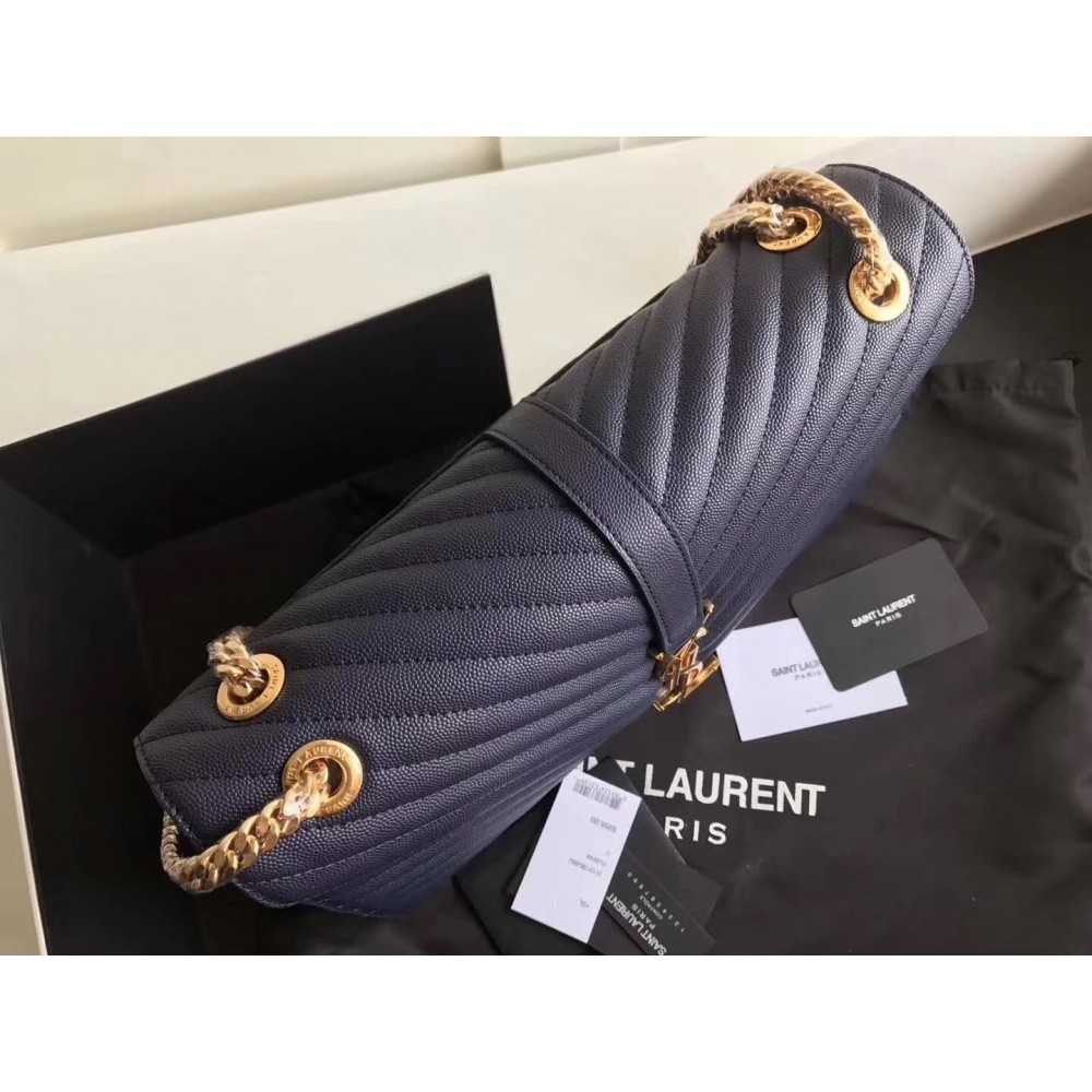 Saint Laurent Envelope Large Bag In Blue Quilted Leather