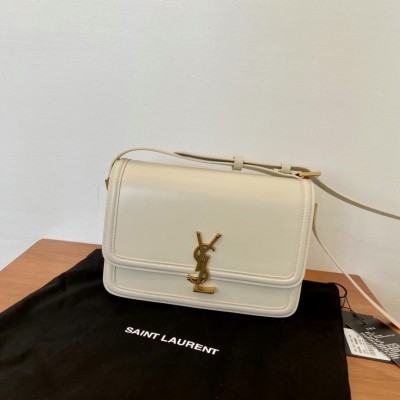 Saint Laurent Solferino Medium Bag In White Calfskin