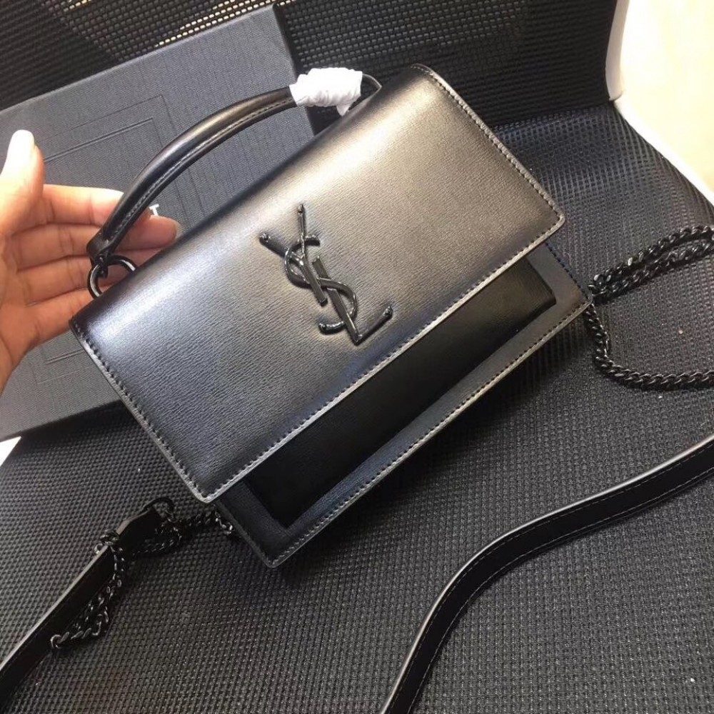 Saint Laurent WOC Sunset Chain Wallet All Black