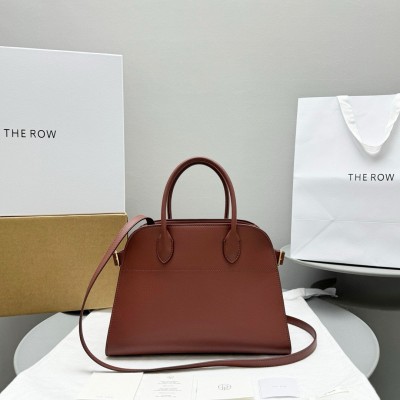 The Row Margaux 12 Top Handle Bag in Brick Leather