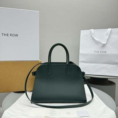 The Row Margaux 12 Top Handle Bag in Green Leather