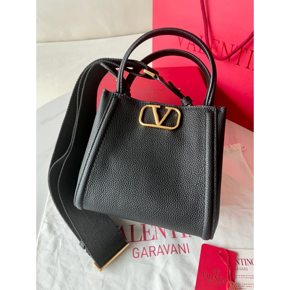 Valentino Alltime Small Bag in Black Grained Calfskin