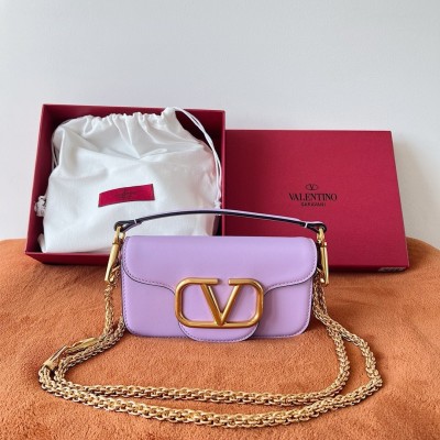 Valentino Small Loco Shoulder Bag in Wisteria Calfskin